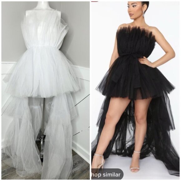 FASHION NOVA WHITE TULLE DRESS- PRELOVED- MEDIUM - Picture 1 of 9